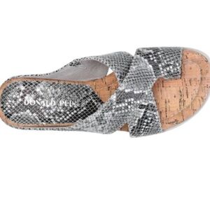 Donald Pliner Candace Slip on wedge. Toe loop. Sz 6.5 Black & White snakeskin.